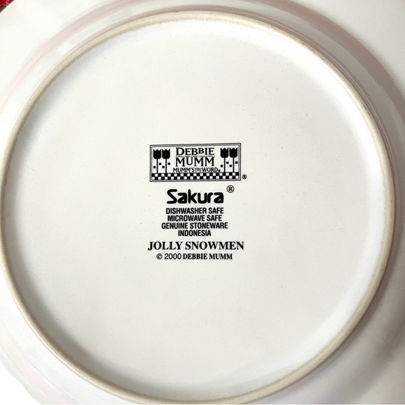 Vintage Jolly Snowman by Debbie Mumm Salad Dessert Plates Set of 4 - 8 1/4 - Picture 8 of 9